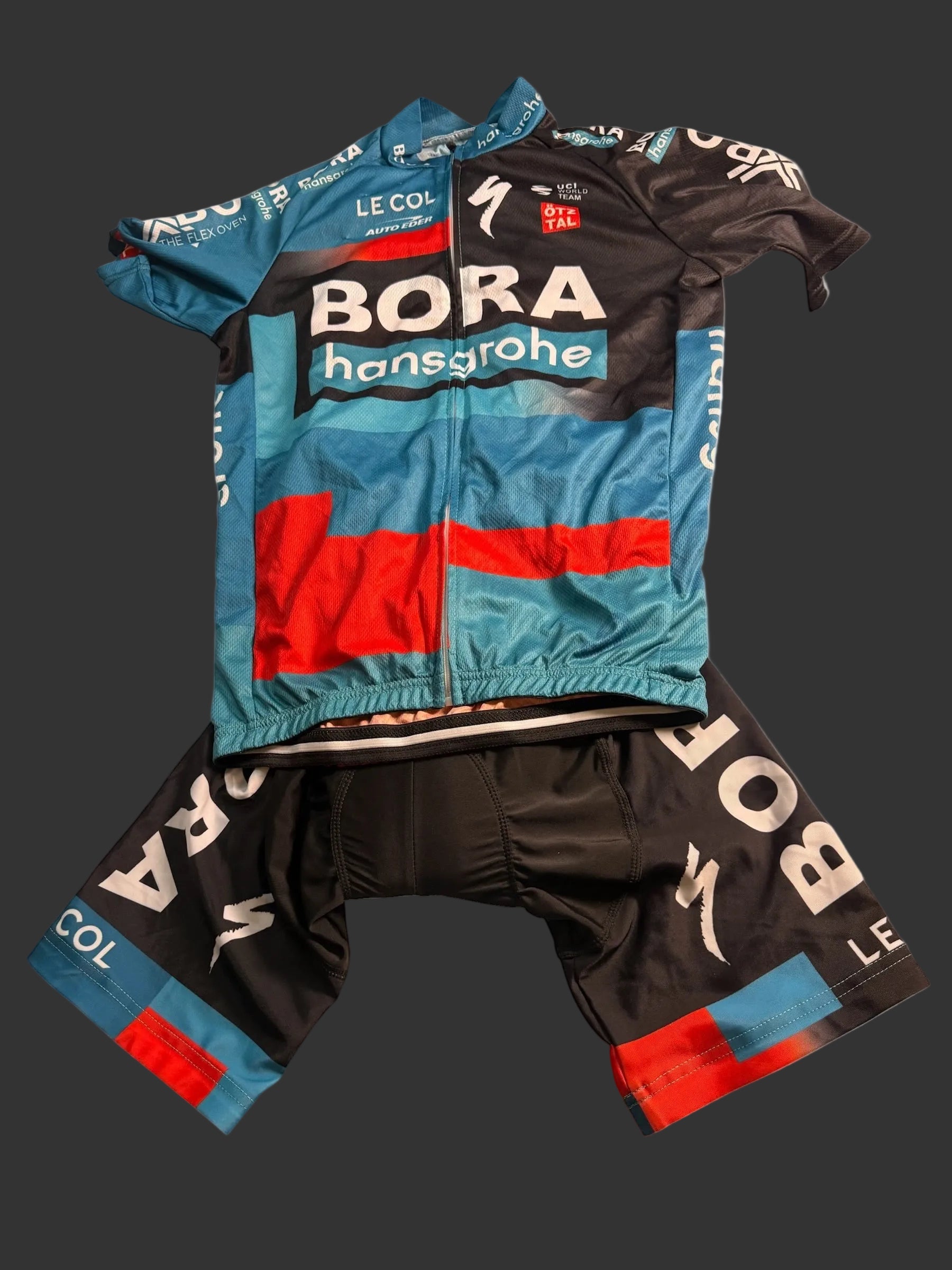 Authentic BORA Hansgrohe Team Cycling Jersey padded short set -Size S-Italy - Flip It Now