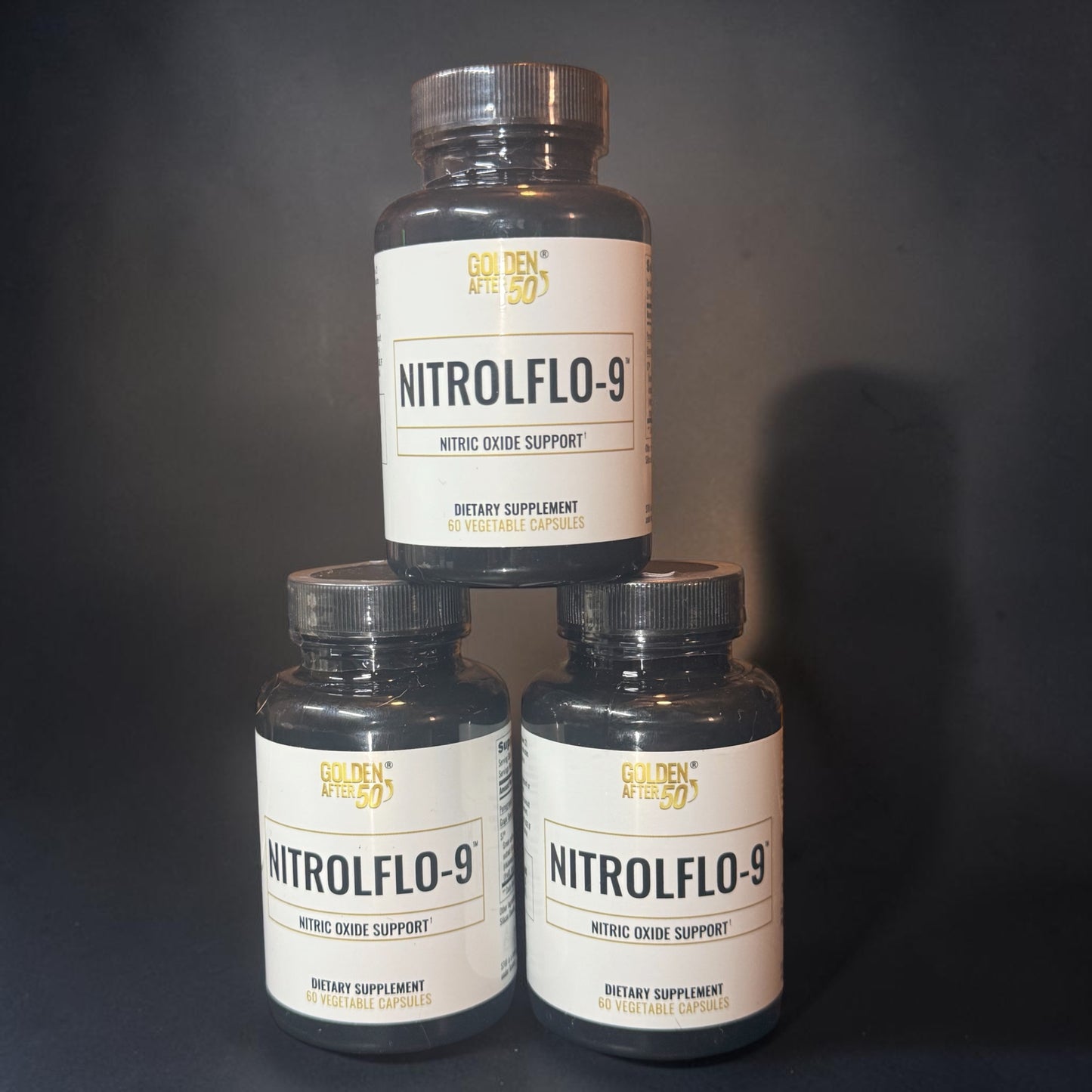 Golden After 50 NitrolFlo-9 - Nature-Powered Nitric Oxide Supplement with Pomegranate Extract, Grape Seed, and S7® - Supports Nutrient Circulation and Optimal Energy - 60 Capsules - Flip It Now