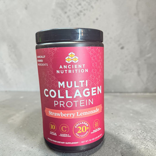 Ancient Nutrition Hydrolyzed Collagen Peptides Powder with Probiotics, Strawberry Lemonade Multi Collagen Protein for Women and Men with Vitamin C, 45 Servings, Supports Skin and Nails, Gut Health, 18