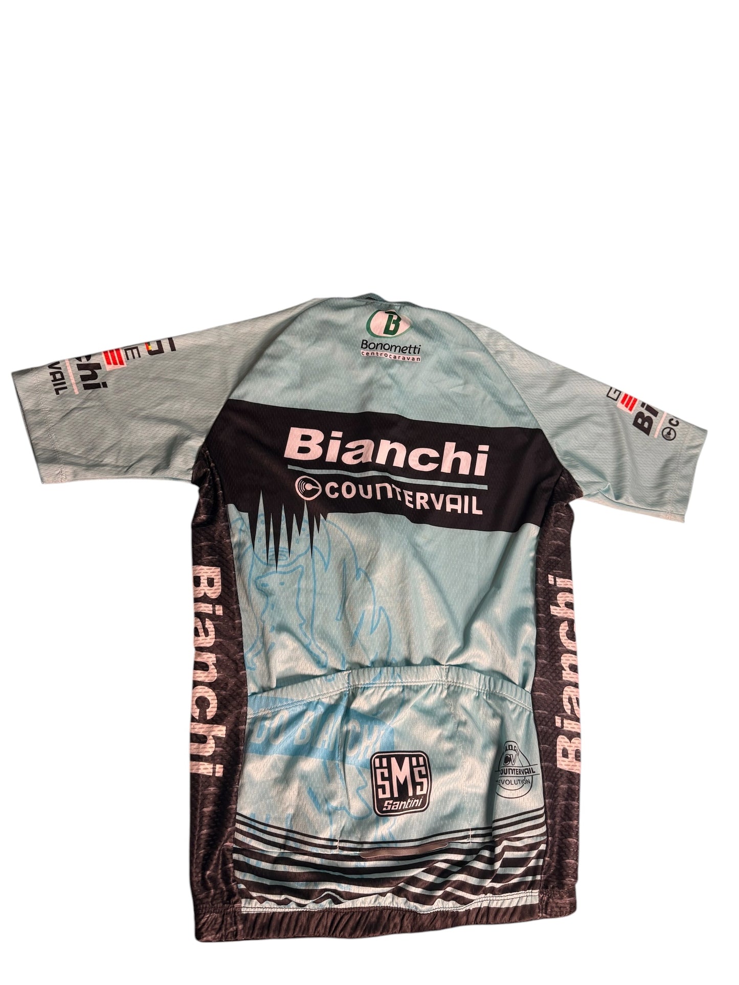 Authentic Santini SMS Bianchi Countervail Team Cycling Jersey padded short set -Size S-Italy - Flip It Now