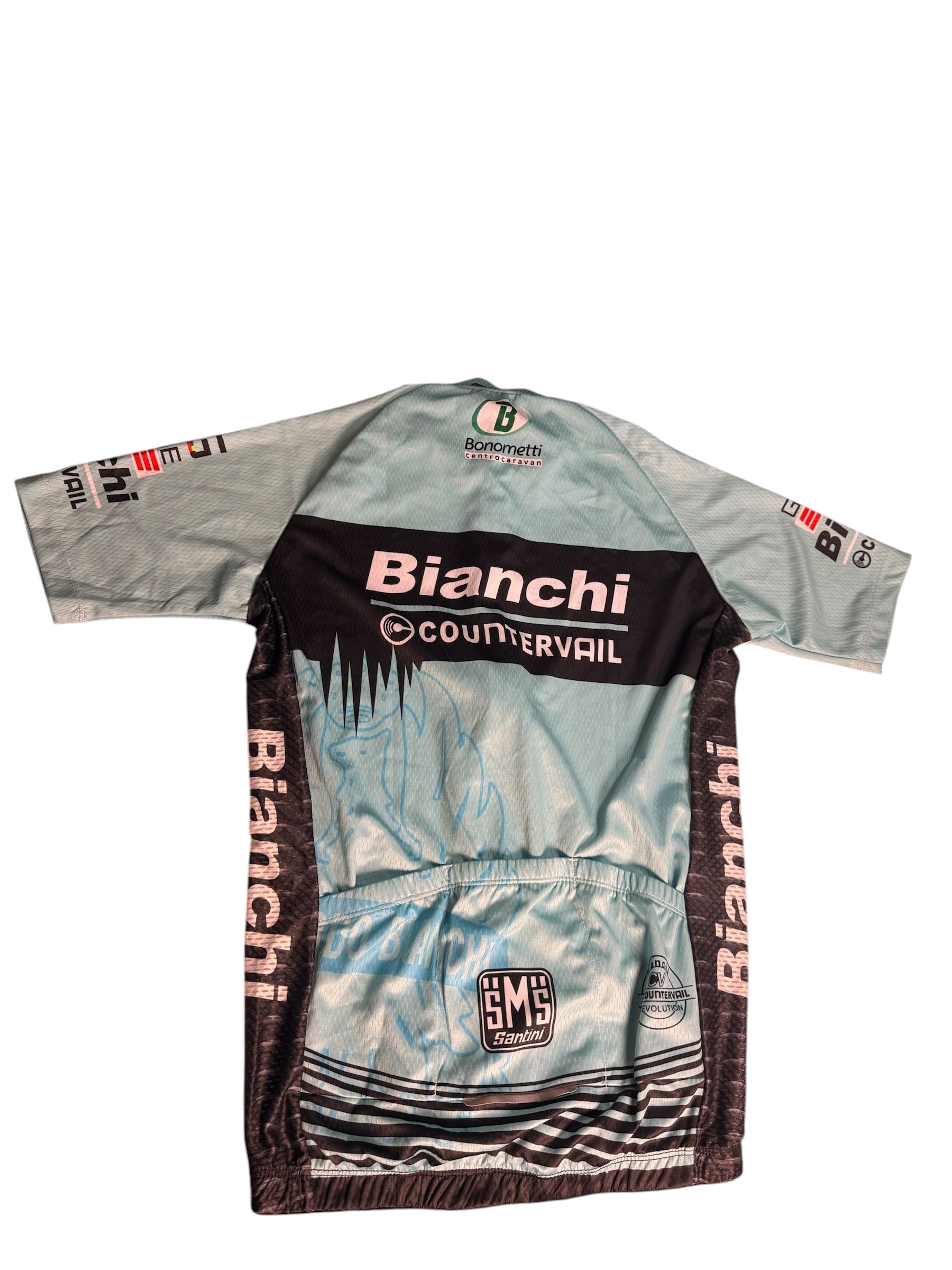 Authentic Santini SMS Bianchi Countervail Team Cycling Jersey padded short set -Size S-Italy - Flip It Now