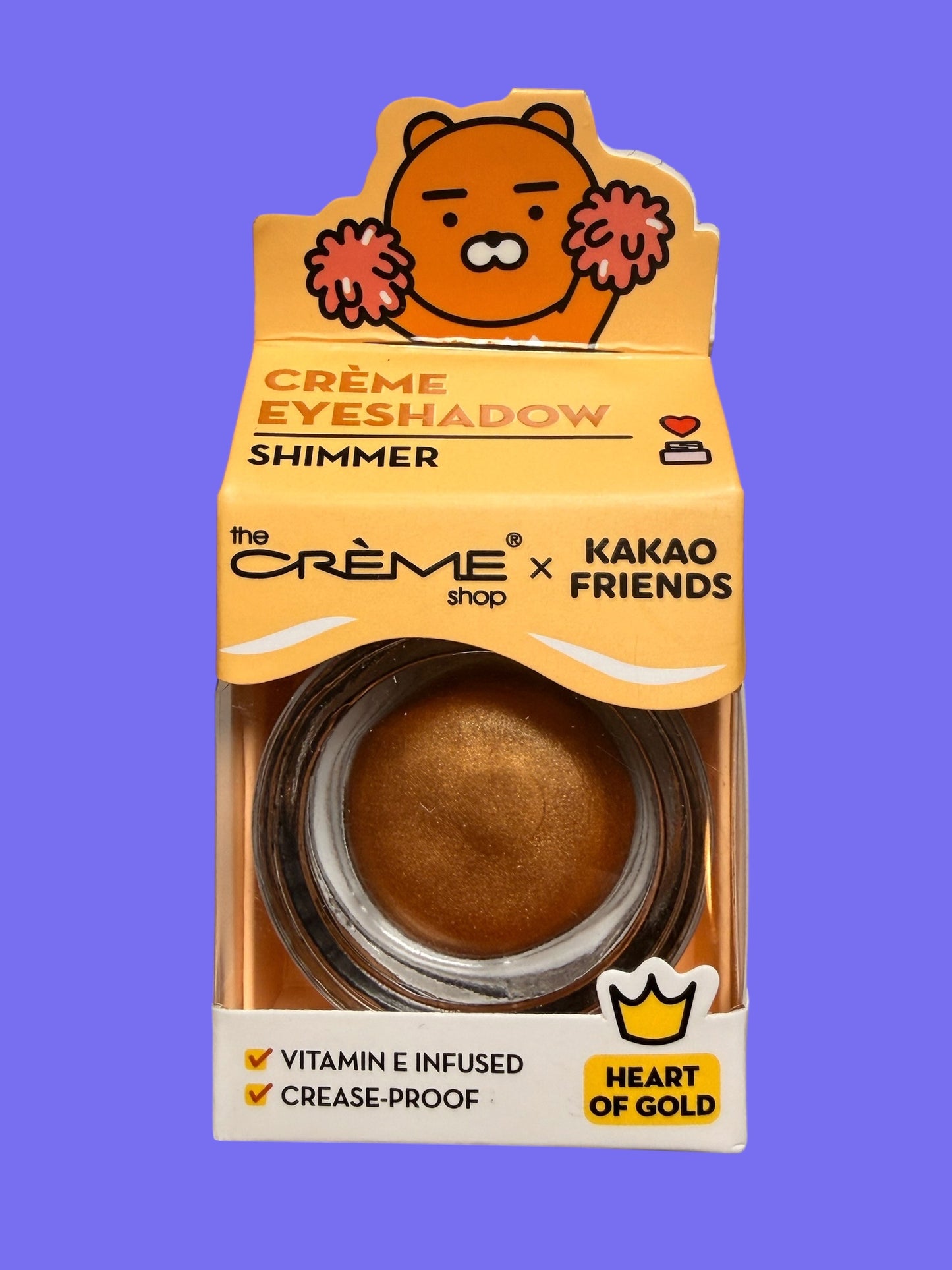 Lot of (3)The Creme Shop Kakao Friends Cream Eyeshadow Heart of Gold Shimmer Vitamin E - Flip It Now