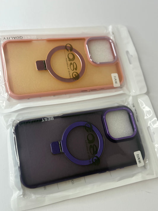 for iPhone 16 Pro Max Case Built-in Invisible Stand, Military Grade ShockPro Max of Translucent Back Slim Phone Case Compatible with Mag-Safe, Magnetic Ring Holder