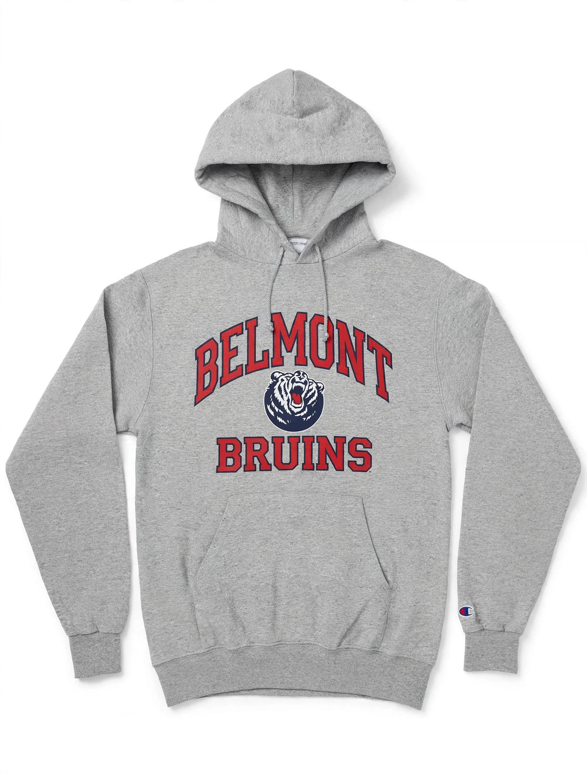 Champion Belmont Bruins Hoodie Size S Heather Grey College Bear Logo - Flip It Now