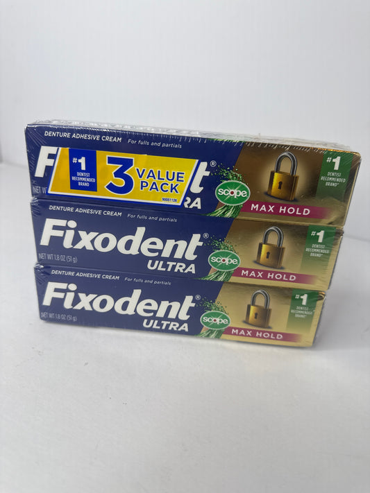 Fixodent Ultra Max Hold Plus Scope Secure Denture Adhesive, 1.8oz - Flip It Now
