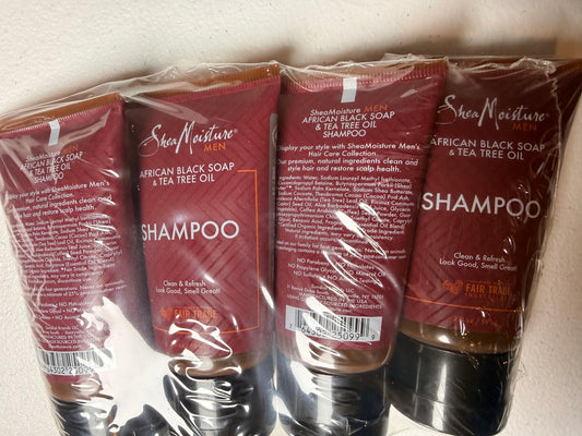 Shea Moisture Men African Black Soap and Tea Tree Oil Shampoo 2 Oz (Pack of 4) - Flip It Now