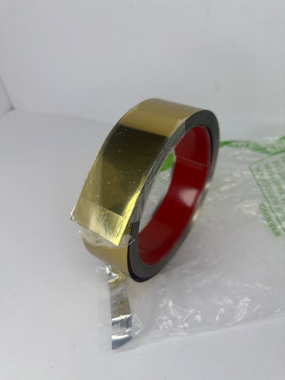 Brushed Metal Trim,Peel and Stick Wall Trim Molding,Stainless Steel Self Adhesive Wall Trim for Mirror Frame, Fireplace and Microwave Gap Filler (Gold,16.4ft x 1.6in)