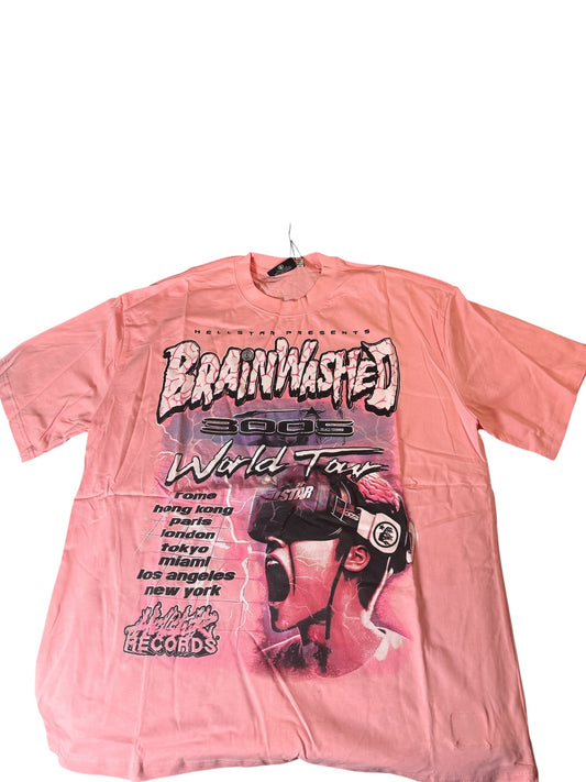 Hellstar Brainwashed 3005 World Tour Tee Pink - Flip It Now