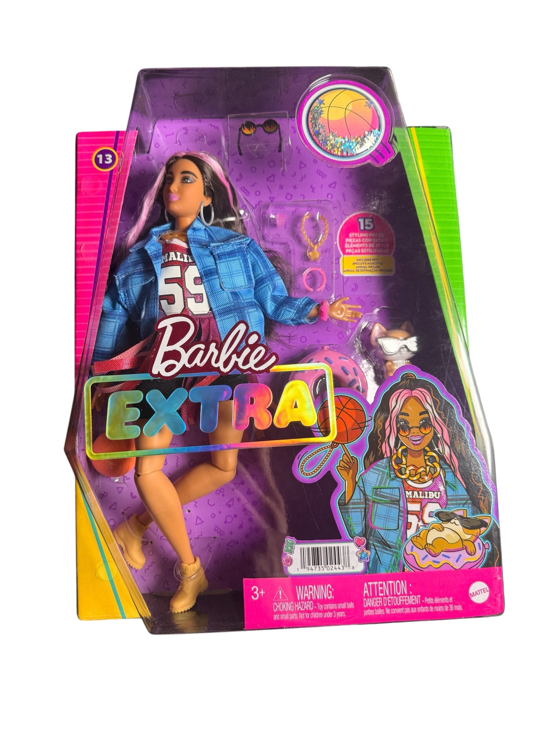 Barbie Extra Doll 13 Discont in Basketball Jersey Dress w/ Accessories+ Pet, NIB - Flip It Now