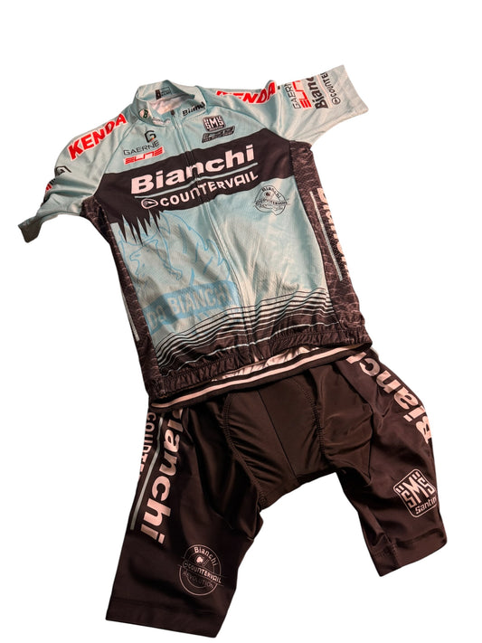 Authentic Santini SMS Bianchi Countervail Team Cycling Jersey padded short set -Size S-Italy - Flip It Now