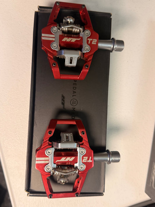 HT Components T2 Enduro Race Pedals Aluminum, Red - Flip It Now