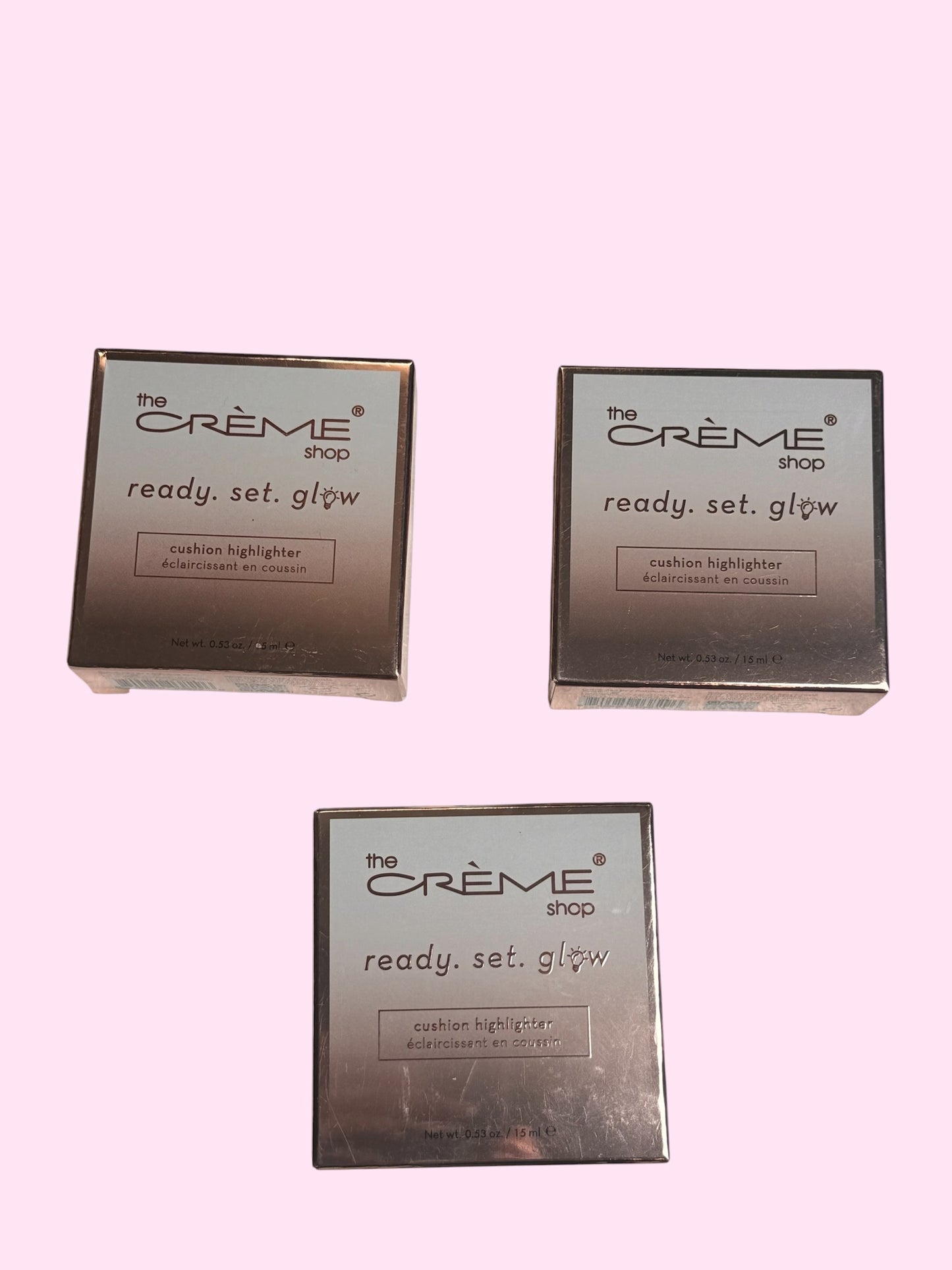 Lot of (3) The Crème Shop Ready Set Glow Cushion Highlighter ROSE GOLD GLOW - Flip It Now