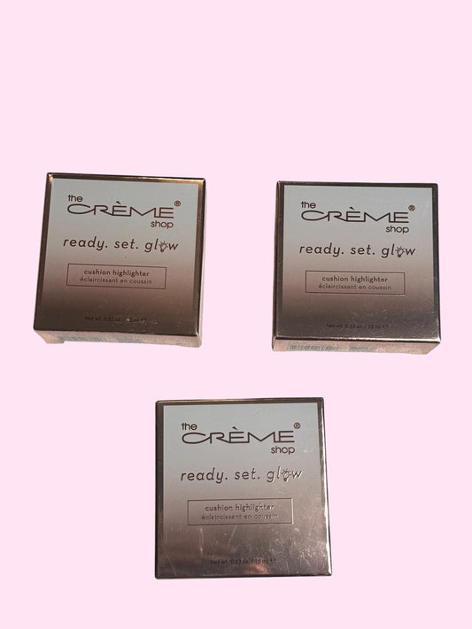 Lot of (3) The Crème Shop Ready Set Glow Cushion Highlighter ROSE GOLD GLOW - Flip It Now
