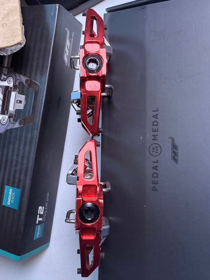 HT Components T2 Enduro Race Pedals Aluminum, Red - Flip It Now