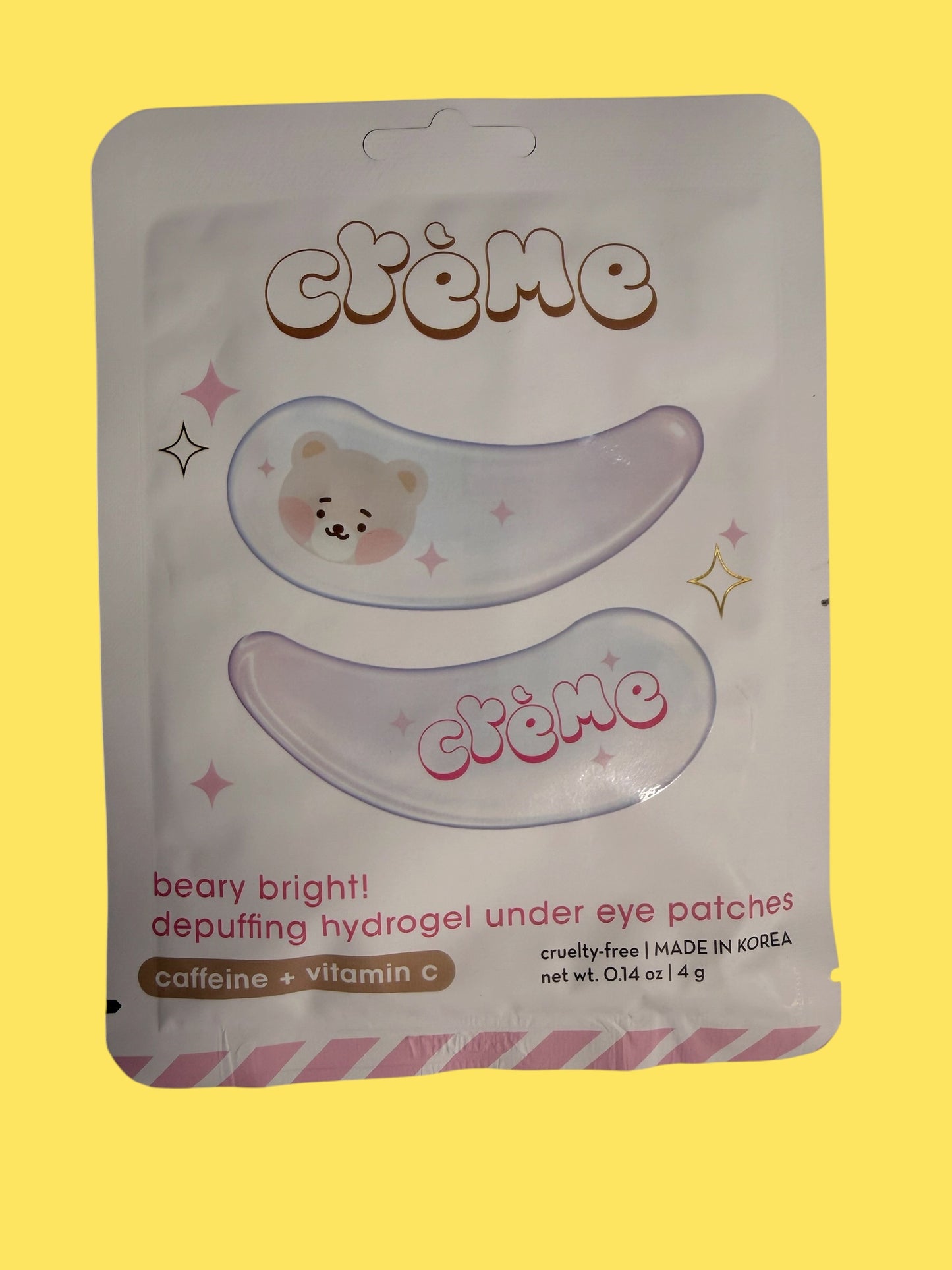 Lot of (3)The Creme Shop Beary Bright Depuffing Hydrogel Under Eye Patches Caffeine Vit C - Flip It Now
