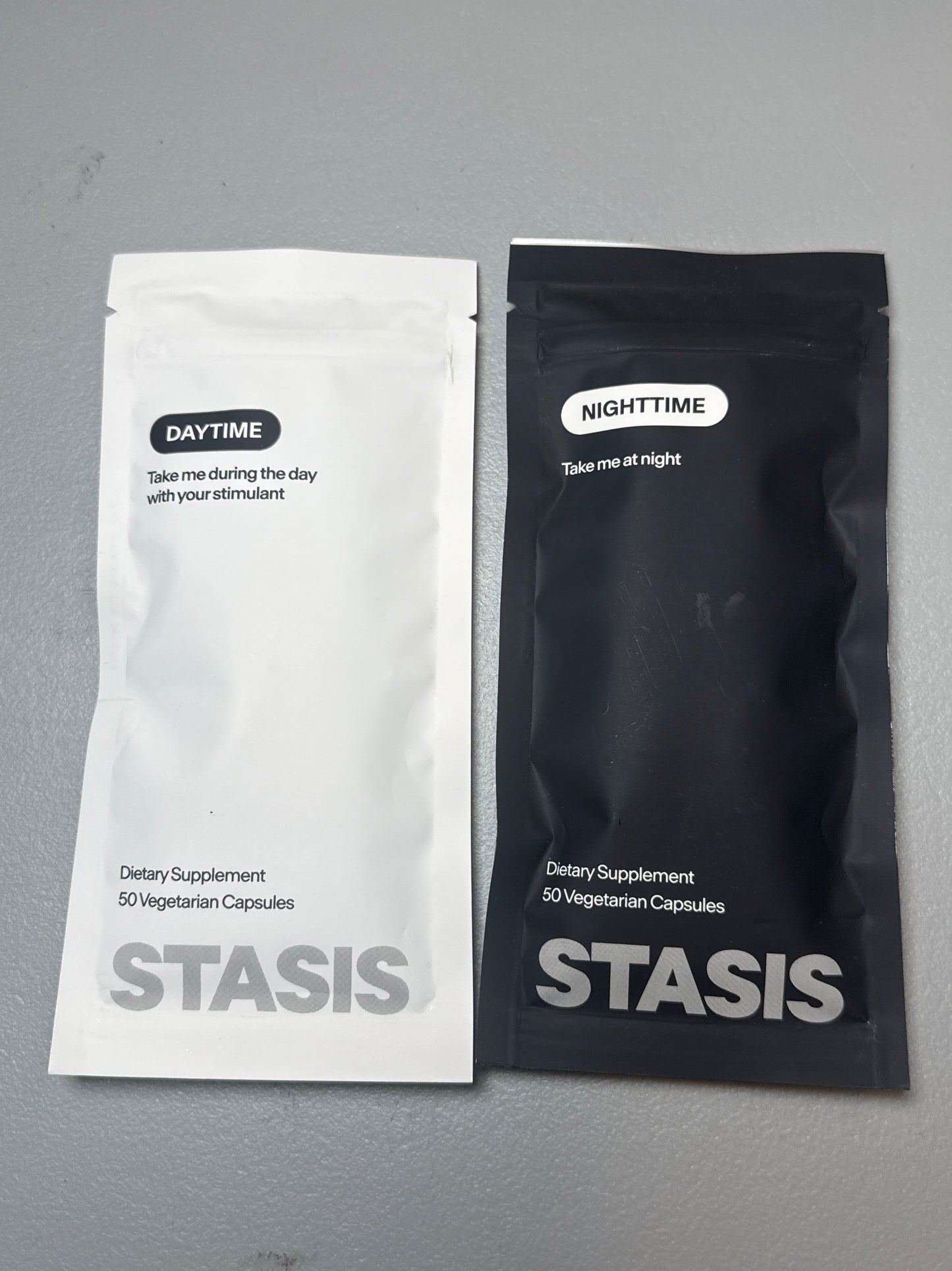 Stasis Daytime & Nighttime Supplement Bundle 50 Caps Each; SEALED Exp 09/2027