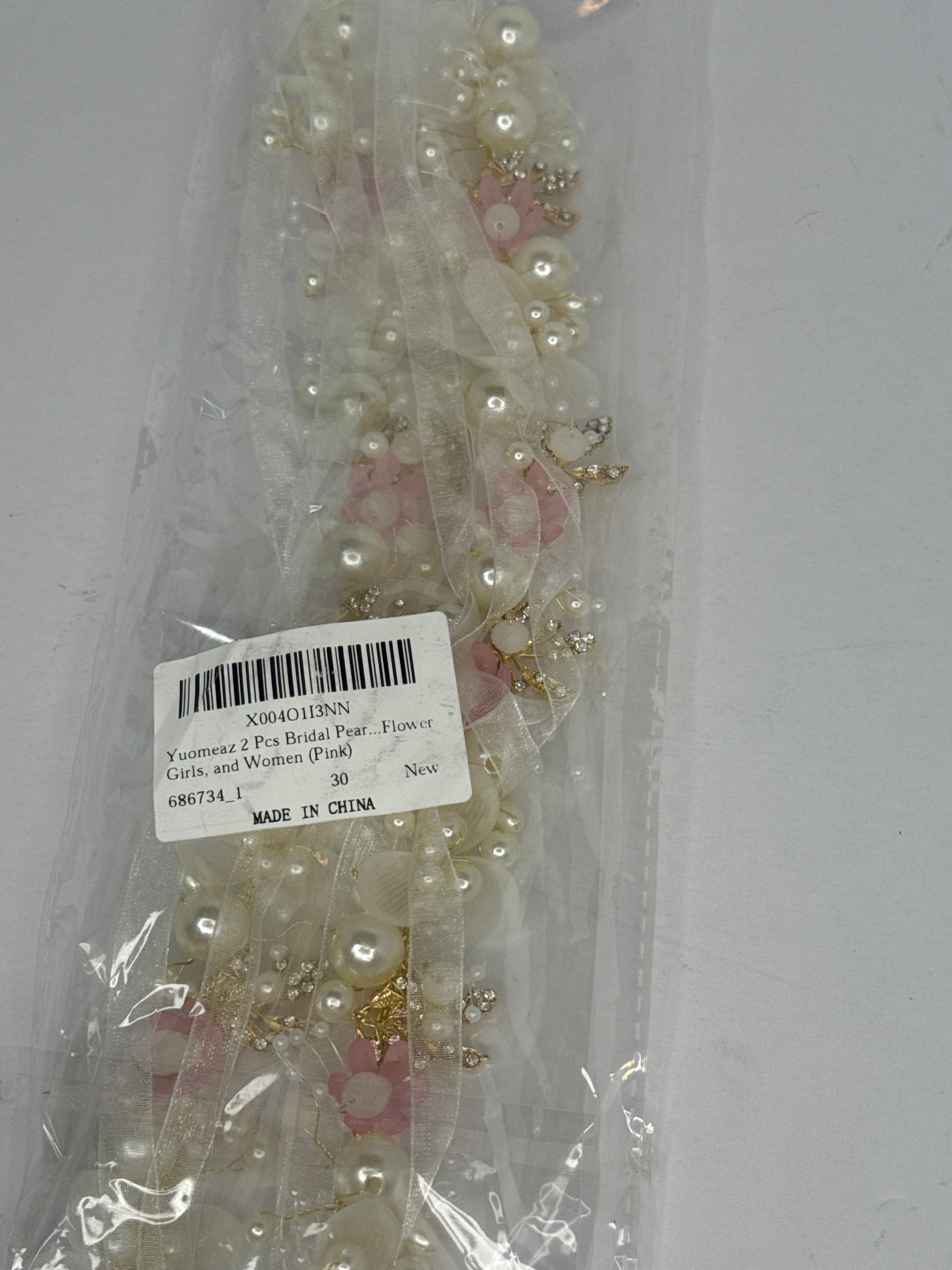 2 PCS Daisy Pearl Flower Vine Rhinestones Headband, Flower Headband Floral Hair Wreath Headpiece for Bridal Women Girls Hippie Wedding Party - Flip It Now