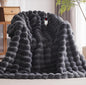 Heated Blanket Throw with 1/2/4/6/8 Hours Auto-Off 10 Heat Level, 62'' * 84'' Cozy Faux Rabbit Fur Bubble Electric Blanket with Overheat Protection(Dark Grey twin size - Flip It Now