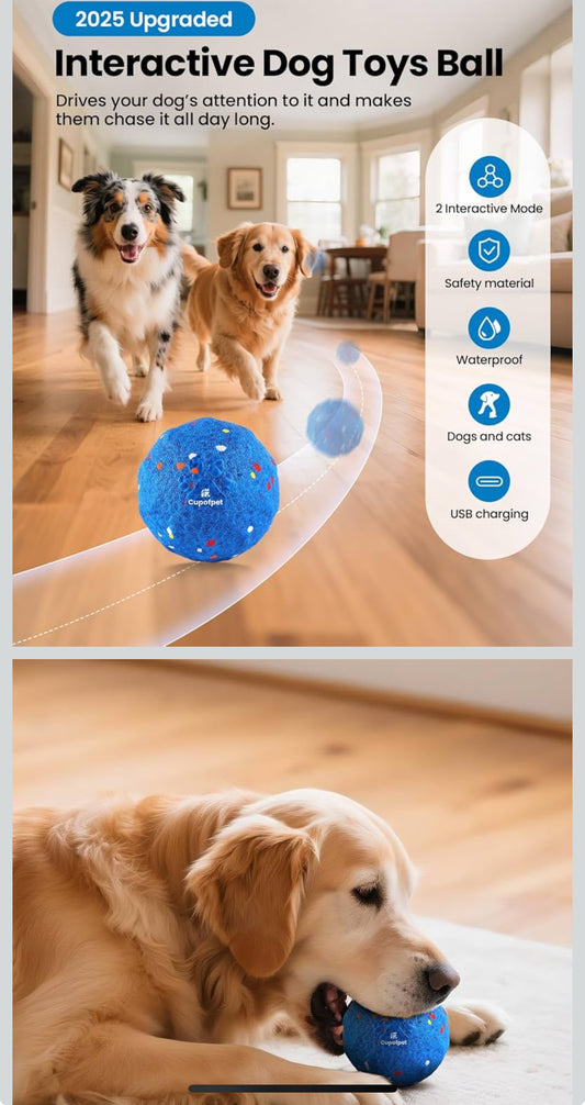 Interactive Dog Toys Ball, 2025 Upgraded Self Moving Balls and Vibrating Ball for Dogs, E-TPU Safety Material Electric Dog Toys to Keep Them Busy Rolling Balls for Small Medium Large Dogs (Blue) - Flip It Now