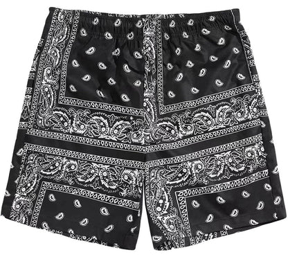 Boys Boho Paisley Print Shorts High Waisted Drawstring Summer Beach Shorts With Pockets Youth Cool Bandana Short - Flip It Now