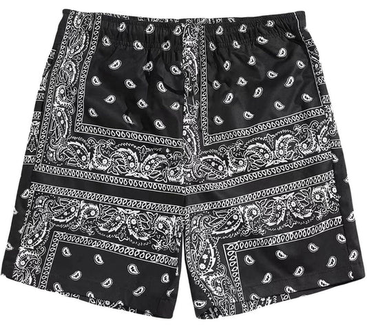 Boys Boho Paisley Print Shorts High Waisted Drawstring Summer Beach Shorts With Pockets Youth Cool Bandana Short - Flip It Now