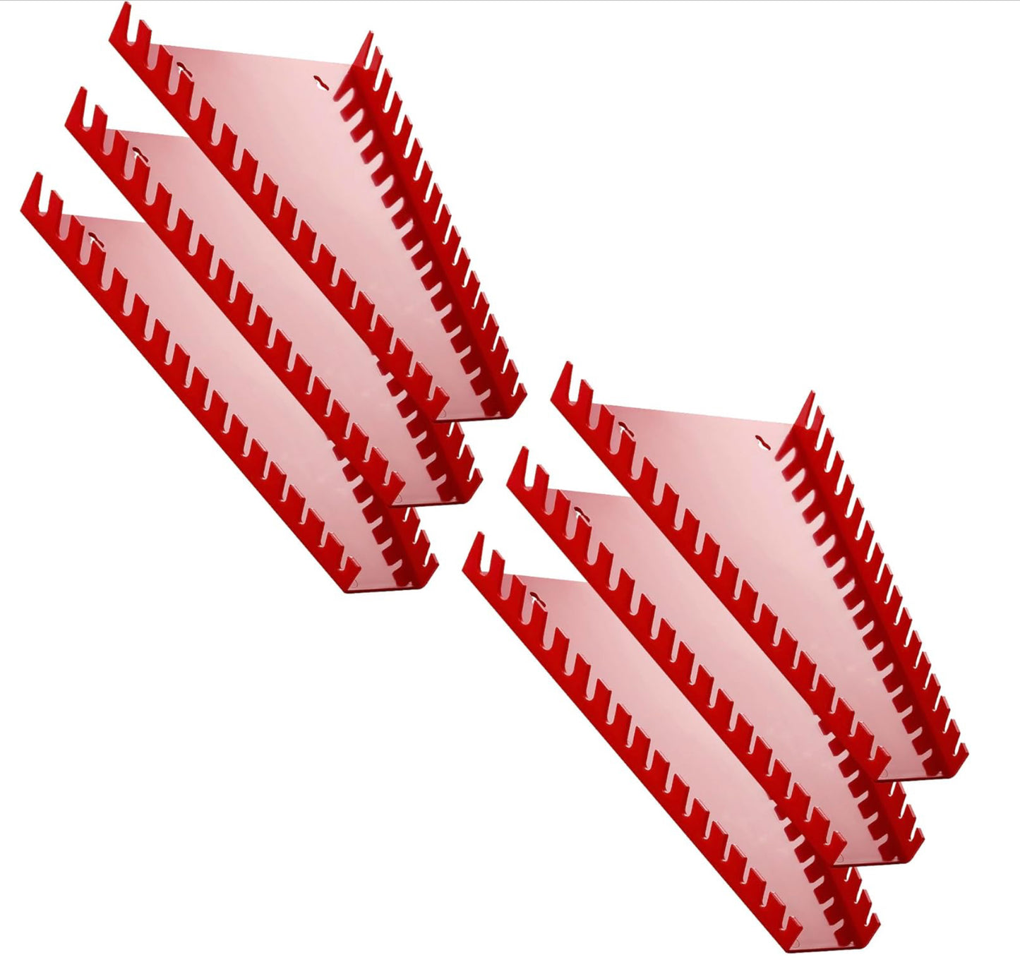 *6 red Plastic Wrench Organizer, Premium High-density Wrench Holder, Large Wrench Racks for Wall and Tool Box, 96 Slots Fit SAE&Metric Wrench Tray - Flip It Now