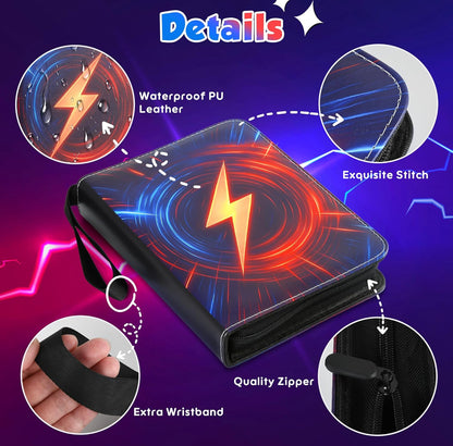 4-Pocket Trading Card Binder – Holds 440 Cards with 55 Removable Sleeves, Waterproof Card Holder Album for Standard Size Cards, Portable Collector Storage & Display Case