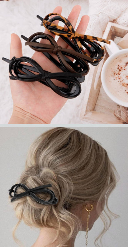 9Pcs Large Rhinestone Hair Clips, Crystal Jaw Clips Hairpin for Thick Hair, Fashion Hair Clamp Catch Barrette Hair Accessories for Women Girls+ 6PCS Bow Hair Clips Leopard Twist Bow Leather Flat Clip, Non-slip Flat Hair Clips for Women, Flat Claw Clip fo - Flip It Now