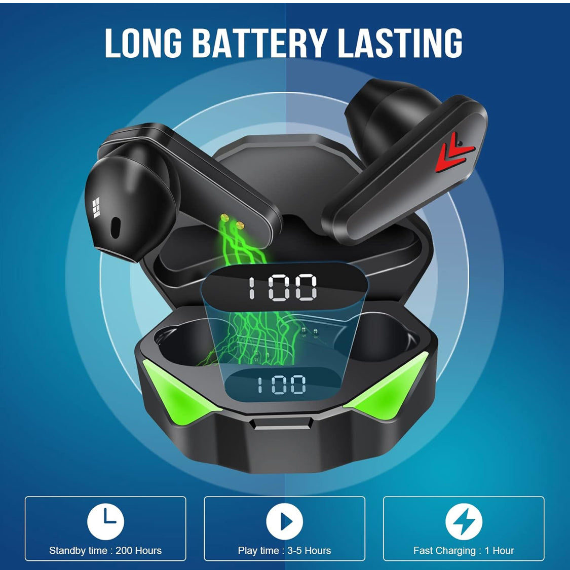 (3)Wireless Bluetooth Earbuds, Game Earbuds IPX7 TWS Noise Canceling V5.0 HiFi- in Ear Headphones Waterproof Low Latency LR03 - Flip It Now