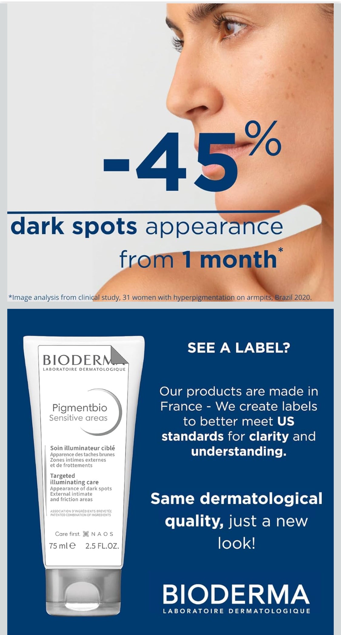 Bioderma Pigmentbio Sensitive Areas Unified And Brightened Skin Tone Even For The Most Delicate Areas -75ml