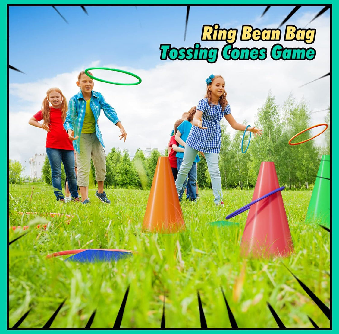53PCS Outdoor Lawn Carnival Games Bean Bags Ring Toss Set Potato Sack Race Bags Egg and Spoon Race Party for Kid Adult Family，Birthday Party Family Reunion Outside Field Day Easter Games