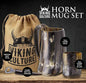 Viking Horn Mug Gift Set for Men – Authentic 16oz Ox Horn Beer Tankard with Shot Glass, Bottle Opener & Gift Bag – Handcrafted Viking Drinking Mug for Dad, Husband, Boyfriend – Christmas Gifts