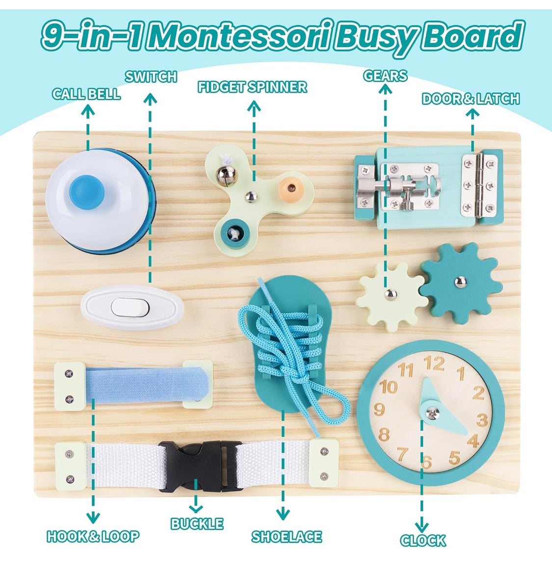 ATOYUS Montessori Busy Board Toys for Toddlers, Learning Educational Toys for 3 Year Old, Wooden Sensory Activity Toys for Kids 3-4 with Autism, Christmas Birthday Gift for Baby Boys Girls Ages 3-5 - Flip It Now
