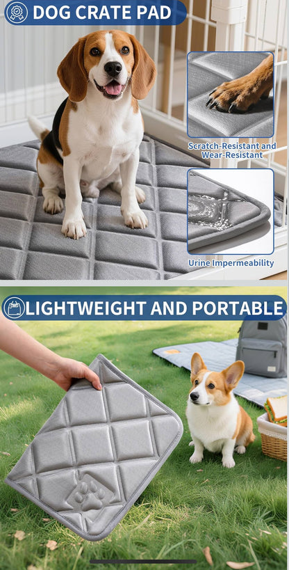 Dog Bed Mat, Soft Foam Kennel Pad Washable Pet Dog Crate Pad with Anti-Slip Bottom for Small/Medium Dogs, Grey 23x34” - Flip It Now