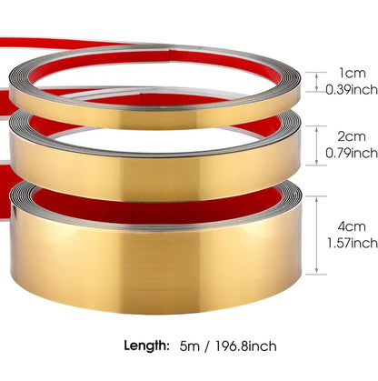 Brushed Metal Trim,Peel and Stick Wall Trim Molding,Stainless Steel Self Adhesive Wall Trim for Mirror Frame, Fireplace and Microwave Gap Filler (Gold,16.4ft x 1.6in)
