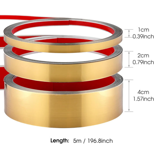 Brushed Metal Trim,Peel and Stick Wall Trim Molding,Stainless Steel Self Adhesive Wall Trim for Mirror Frame, Fireplace and Microwave Gap Filler (Gold,16.4ft x 1.6in)