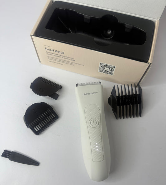 Bikini Trimmer for Women, Pubic Hair Trimmer Shaver for Women -Waterproof Hair Shaver Razors, LADYSPOT™ Shaving Sets,with 3 Guards,Replaceable Hypoallergenic Ceramic Blade,Wet/Dry (white) - Flip It Now
