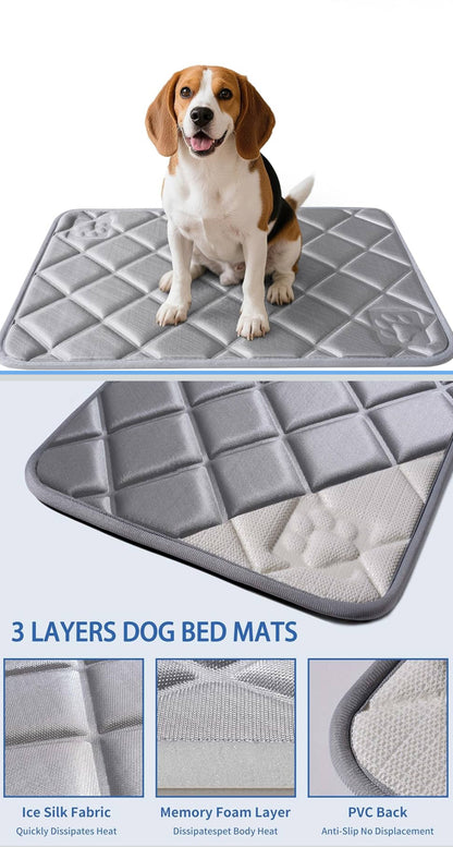 Dog Bed Mat, Soft Foam Kennel Pad Washable Pet Dog Crate Pad with Anti-Slip Bottom for Small/Medium Dogs, Grey 23x34” - Flip It Now