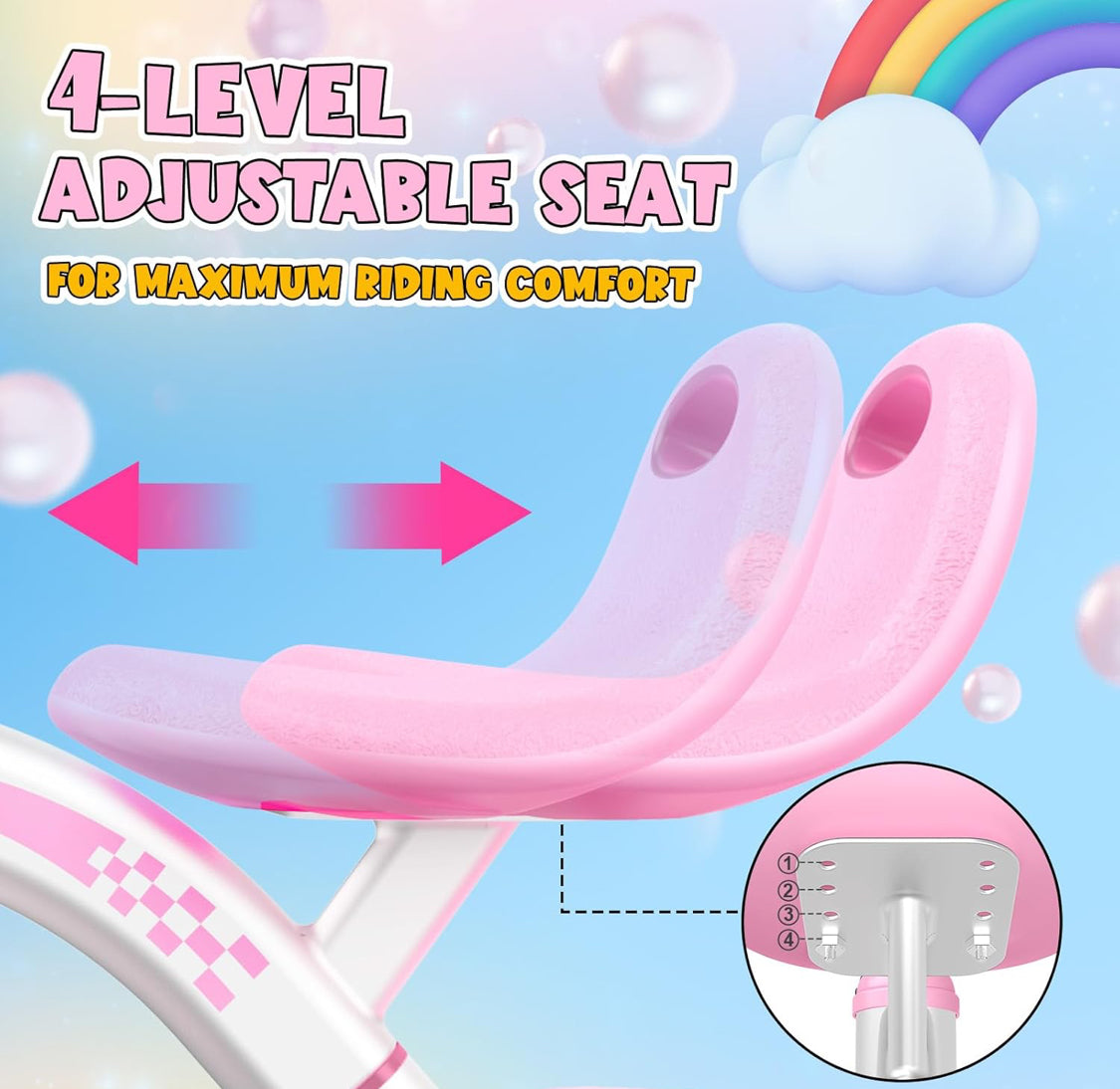 Toddler Tricycle for 1-3 3-5 Year Olds, 2 3 4 5 Year Old Girl Xmas Birthday Gifts, Pink Toddler Baby Bike, 4-Level Adjustable Seat, 3 Color Light Wheels, 2 Baskets, Outdoor Toys for Ages 2-4