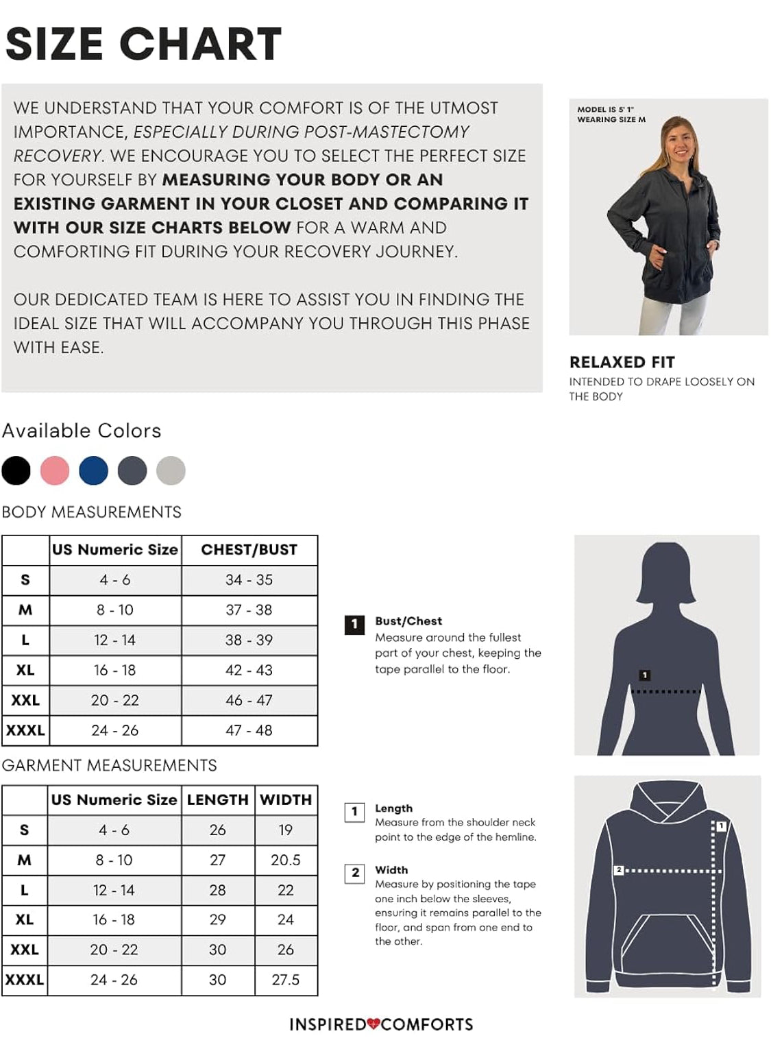 Inspired Comforts Mastectomy Recovery Hoodie with Drain Pockets