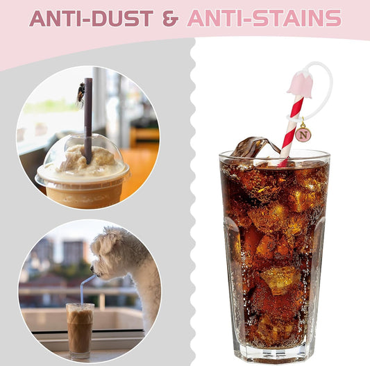 3Pcs for Stanley Cup Straw Cover Toppers with Letter Charm, 10mm Silicone Tulip Flower Straw Covers Lid Topper Straw Caps for Stanleys Cups Water Bottle Simple Modern Yeti Hydroflask Owala 30 40 oz - Flip It Now