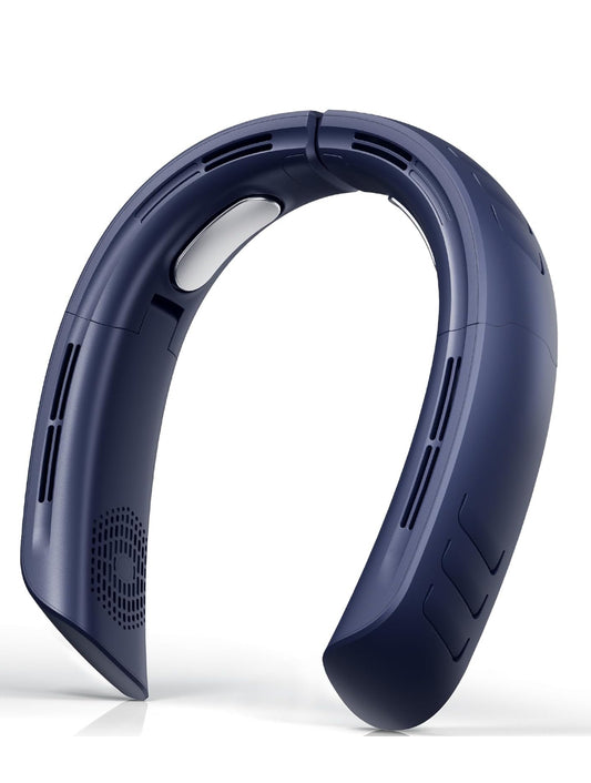 OLV Neck Fan 6000mAh Rechargeable Battery 18Hrs 4 Turbine Motor Powerful 360° Cooling Airflow 3 Speeds Portable Foldable Fan Ultra-Quiet Personal Fan Gifts for Men Women Home Office,Work,Travel Blue - Flip It Now