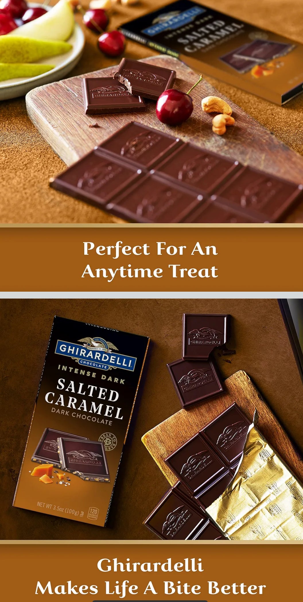 GHIRARDELLI Salted Caramel Intense Dark Bar, 3.5 Oz Bar (Pack of 12) - Flip It Now
