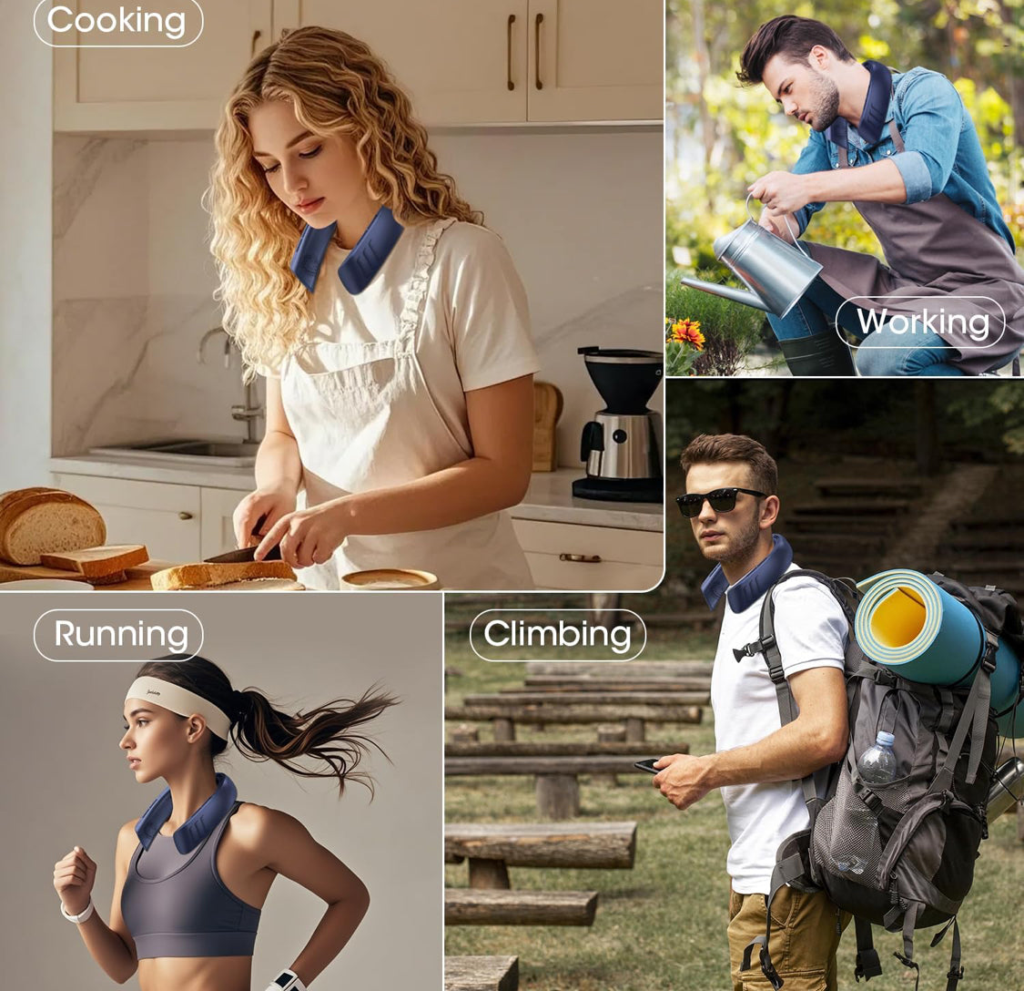 OLV Neck Fan 6000mAh Rechargeable Battery 18Hrs 4 Turbine Motor Powerful 360° Cooling Airflow 3 Speeds Portable Foldable Fan Ultra-Quiet Personal Fan Gifts for Men Women Home Office,Work,Travel Blue - Flip It Now