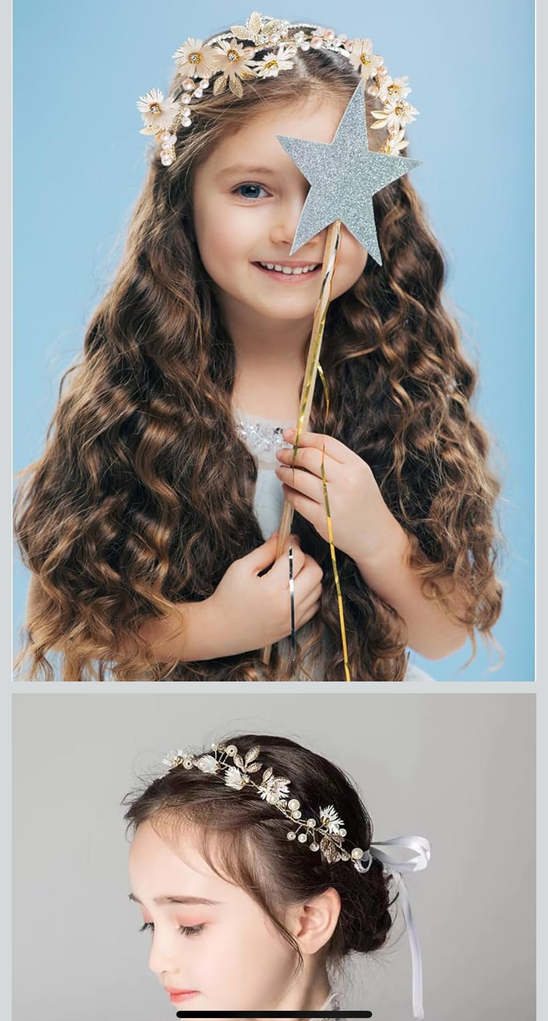 2 PCS Daisy Pearl Flower Vine Rhinestones Headband, Flower Headband Floral Hair Wreath Headpiece for Bridal Women Girls Hippie Wedding Party - Flip It Now