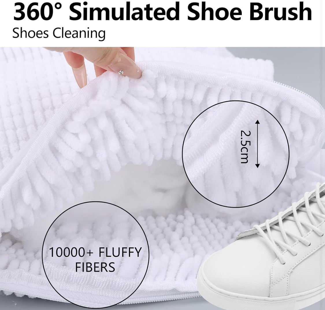 Shoe Washing Machine Bag, 360 Wrap-around Laundry Bags for Washing Machine, Reusable Shoes Wash Bag with Protective Hidden Zipper, 10000+ Fluffy Fibers for Sneaker Gym Shoe