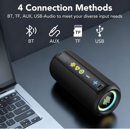 A7 Arcane Portable Speaker Bluetooth 5.4, 25W Super Loud Wireless Speaker: Boost Bass 3.0, 30H Playtime, 8 RGB Modes, IPX7 Waterproof, TWS Pairing, for Outdoor/Home/Party, Gift Ideas