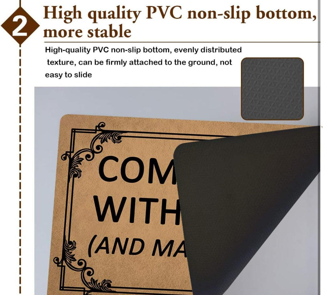 Funny Welcome Mats Come Back with Tacos Anti-Slip Rubber Easy Clean Doormat with Personalized Design Entrance Way Indoor Doormat Patio High Traffic Areas Kitchen mats and Rugs (23.6 X 15.7 in)