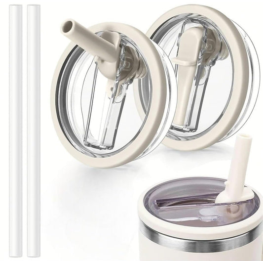 2 Pcs Stanley Lid Replacement 40 Oz,Flip Straw Reusable Stanley Cup Lids Spill Proof 40oz, H2.0 Quencher Protour Tumbler, Spill Proof Cover, Spill-Proof Design, Quencher Cup Accessories - Flip It Now