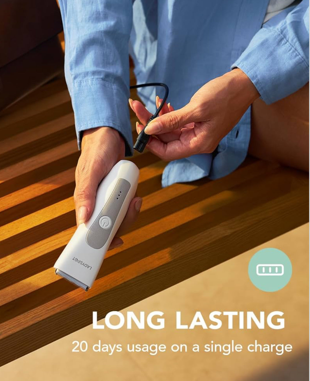 Bikini Trimmer for Women, Pubic Hair Trimmer Shaver for Women -Waterproof Hair Shaver Razors, LADYSPOT™ Shaving Sets,with 3 Guards,Replaceable Hypoallergenic Ceramic Blade,Wet/Dry (white) - Flip It Now